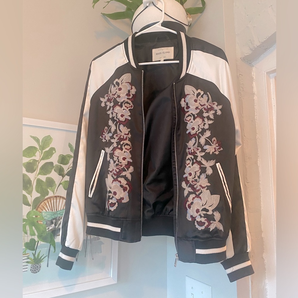 5 for $25 Floral stitched bomber jacket